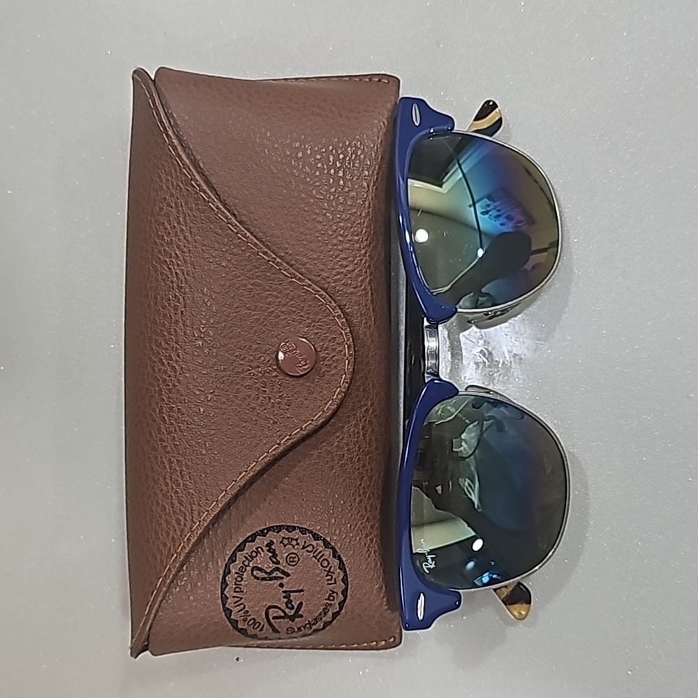 Ray-Ban Clubmaster Flash Sunglasses in Multi with Blue mirrored tinted lenses